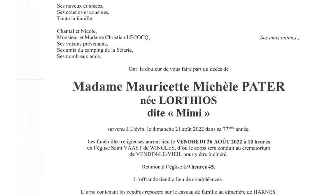 Avis De Deces Pompes Funebres Dubrulle Leforest
