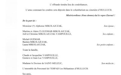 MADAME HEDWIGE MIKOLAJCZAK NÉE BRYLEWSKI