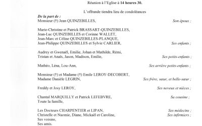 MADAME GILBERTE QUINZEBILLES NÉ LEROY