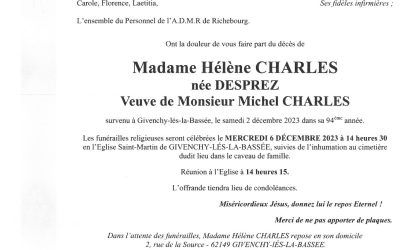 MADAME HÉLÈNE CHARLES NÉE DESPREZ