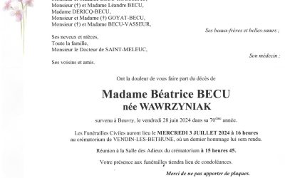 MADAME BÉATRICE BECU NÉE WAWRZYNIAK