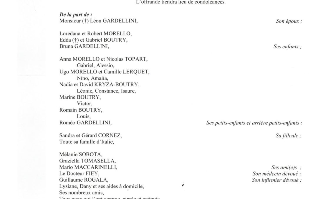 MADAME MARIA GARDELLINI NÉE DENTESANI