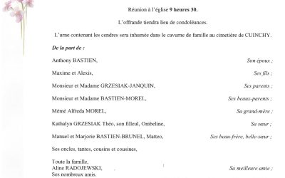 MADAME GERALDINE BASTIEN NÉE GRZESIAK