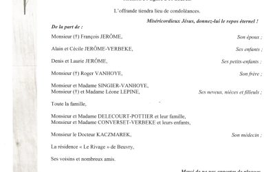 MADAME HENRIETTE JERÔME NEE VANHOYE