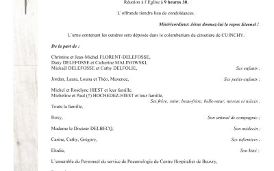 MADAME RAYMONDE DELEFOSSE NÉE HIEST