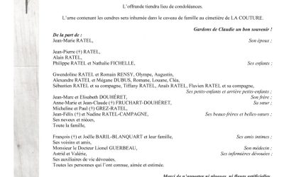 MADAME CLAUDIE RATEL NÉE DOUHÉRET