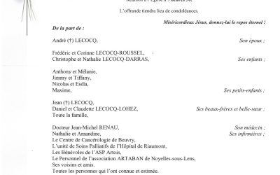 MADAME JOCELYNE LECOCQ NÉE LOYER