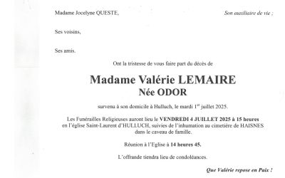 MADAME VALÉRIE LEMAIRE NÉE ODOR