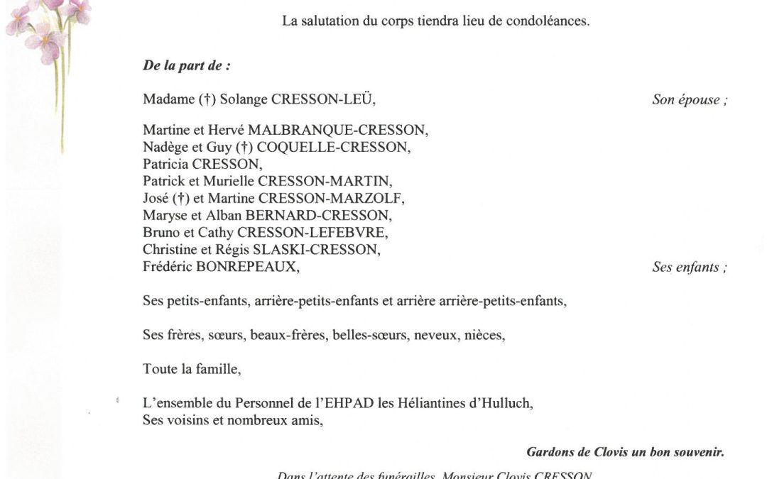 MONSIEUR CLOVIS CRESSON