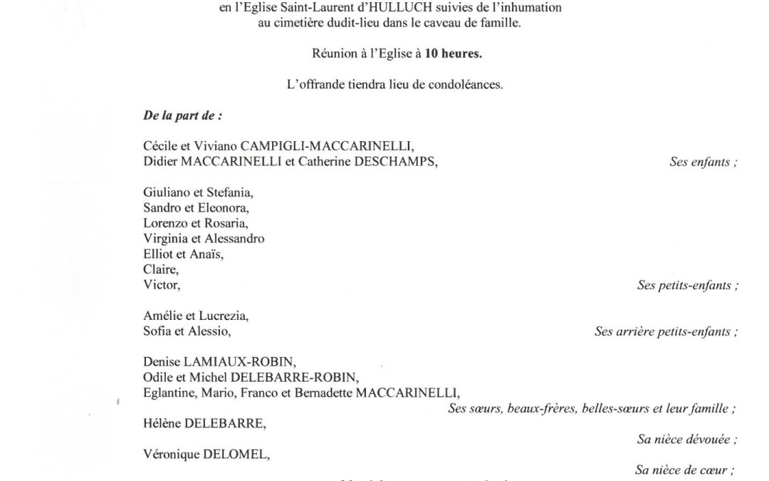 MADAME RAYMONDE MACCARINELLI NEE ROBIN