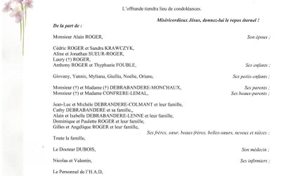 MADAME MARTINE ROGER NEE DEBRABANDERE