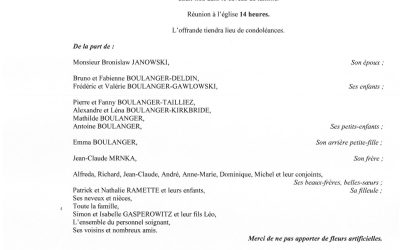 MADAME JEANNINE JANOWSKI NÉE MRNKA