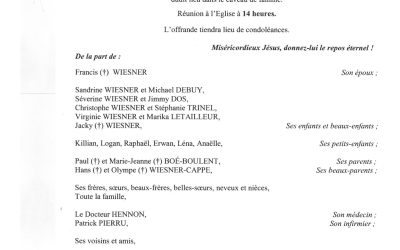 MADAME BRIGITTE WIESNER NÉE BOÉ