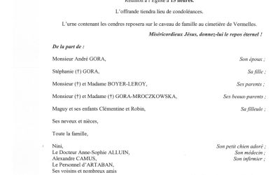 MADAME DANIELLE GORA NÉE BOYER