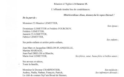 MADAME LUCETTE LEMETTER NÉE DRELON