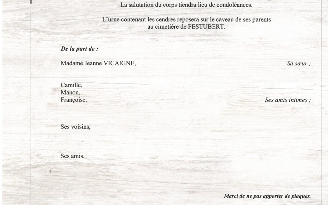 MADAME THERESE VICAIGNE