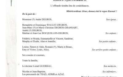 MADAME YVONNE DEGROS NEE DEVOS