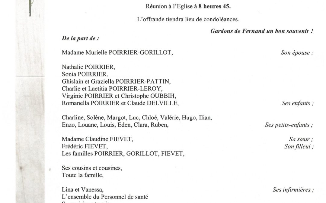 MONSIEUR FERNAND POIRRIER