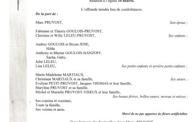 MADAME ANNE-MARIE PRUVOST NEE MARTIAUX