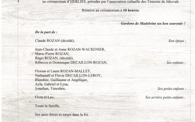 MADAME MADELEINE ROZAN NEE TRIQUET