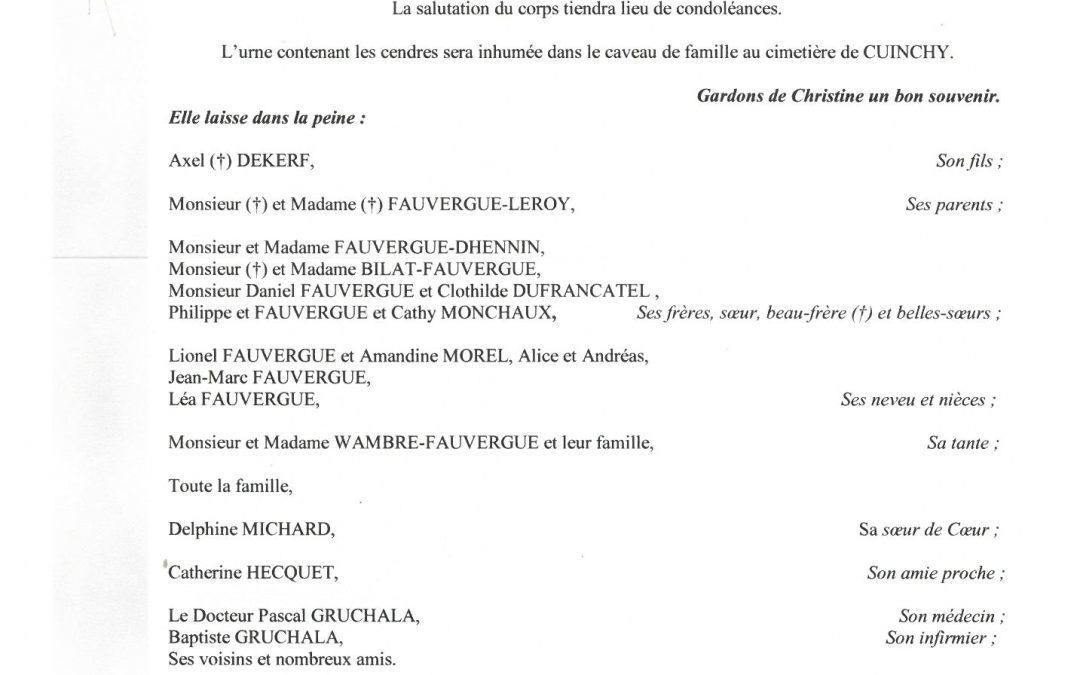MADAME CHRISTINE FAUVERGUE