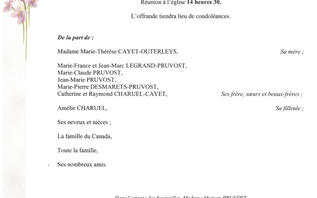 MADAME MYRIAM PRUVOST