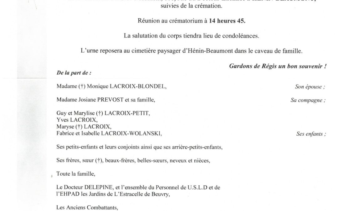 MONSIEUR REGIS LACROIX