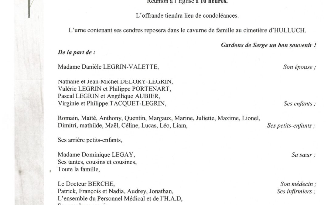 Monsieur Serge LEGRIN